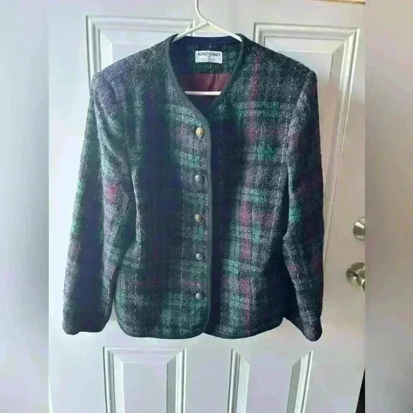 VintageAlfred Dunner Size 14  Wool Plaid Tweed Blue RedBlack Green Jacket Blazer - Picture 1 of 6